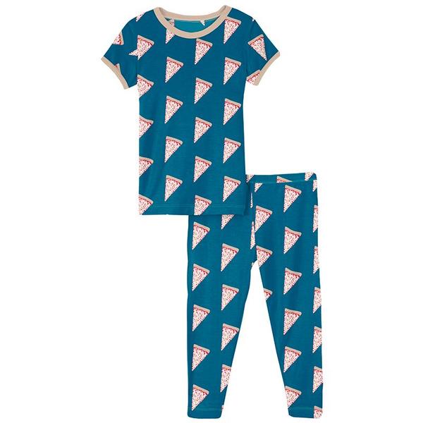 Print Short Sleeve Pajama Set in Seaport Pizza Slices  - Doodlebug's Children's Boutique