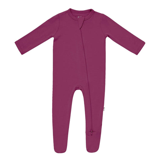 Zippered Footie in Dahlia  - Doodlebug's Children's Boutique