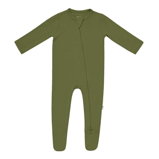 Zippered Footie in Olive  - Doodlebug's Children's Boutique