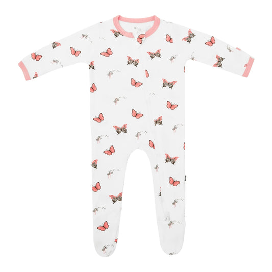 Zippered Footie in Butterfly  - Doodlebug's Children's Boutique