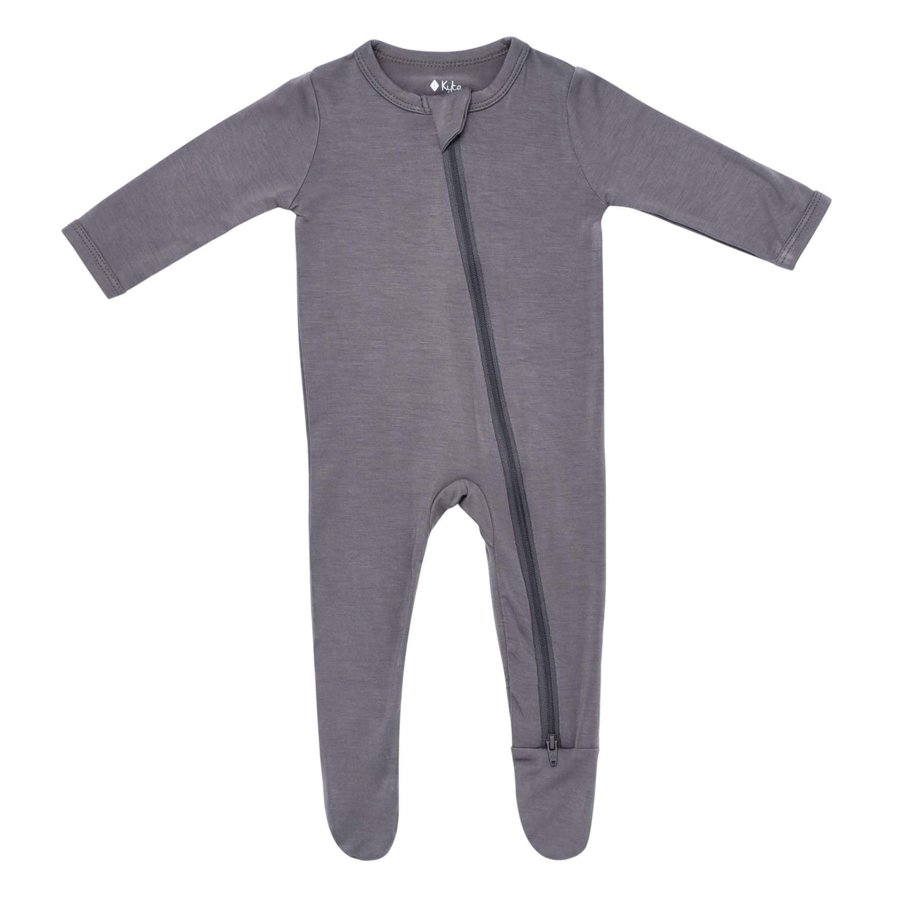 Zippered Footie in Charcoal  - Doodlebug's Children's Boutique