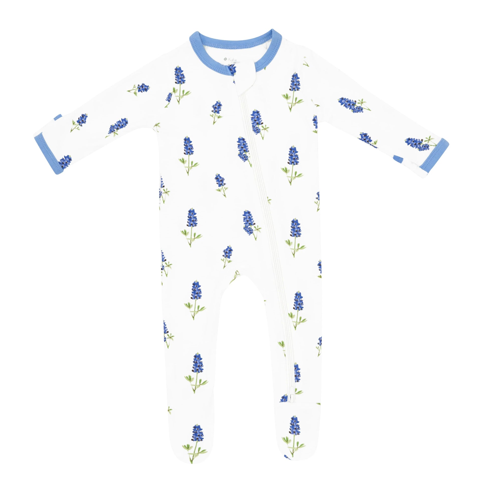 Zippered Footie in Periwinkle Bluebonnet  - Doodlebug's Children's Boutique