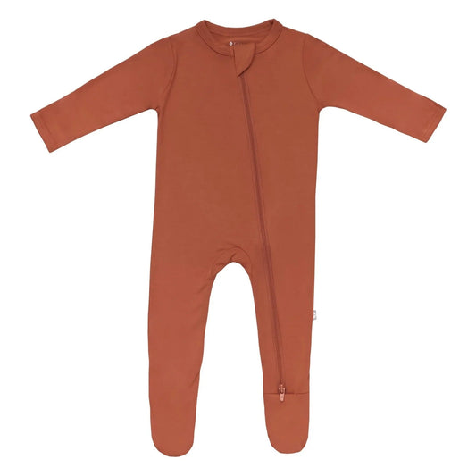 Zippered Footie in Rust  - Doodlebug's Children's Boutique
