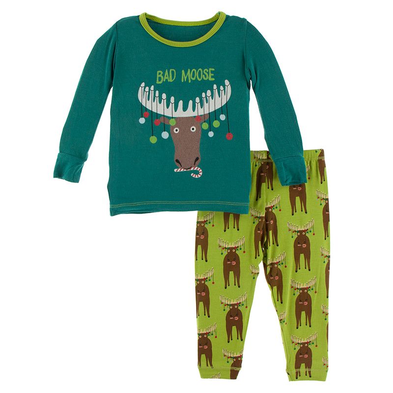 Long Sleeve Graphic Tee Pajama Set in Meadow Bad Moose  - Doodlebug's Children's Boutique