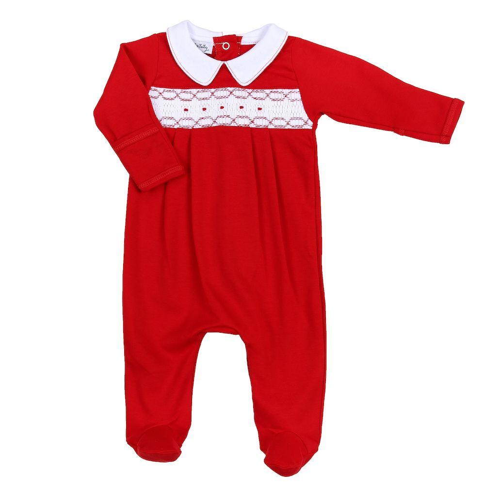 Clara and Colton Smocked Collared Boy Footie  - Doodlebug's Children's Boutique