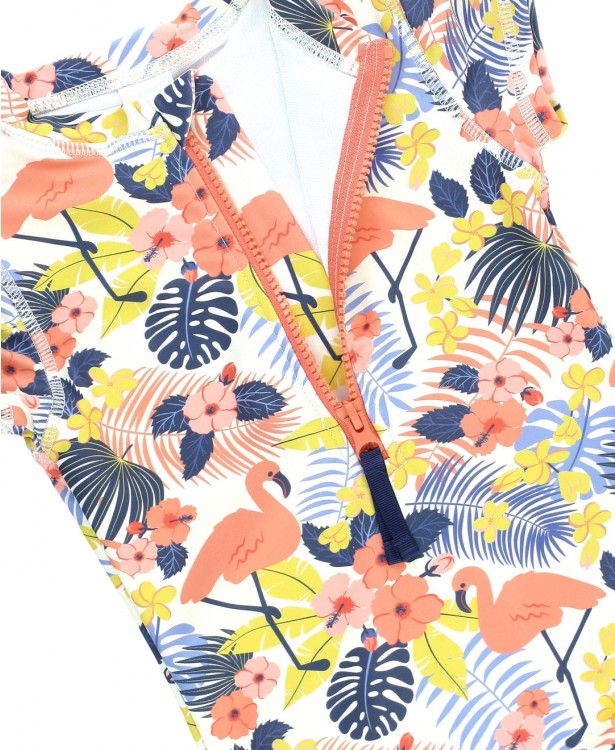 Tropical Flamingo Short Sleeve Rash Guard  - Doodlebug's Children's Boutique
