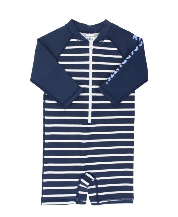 Navy Stripe Rash Guard Bodysuit  - Doodlebug's Children's Boutique