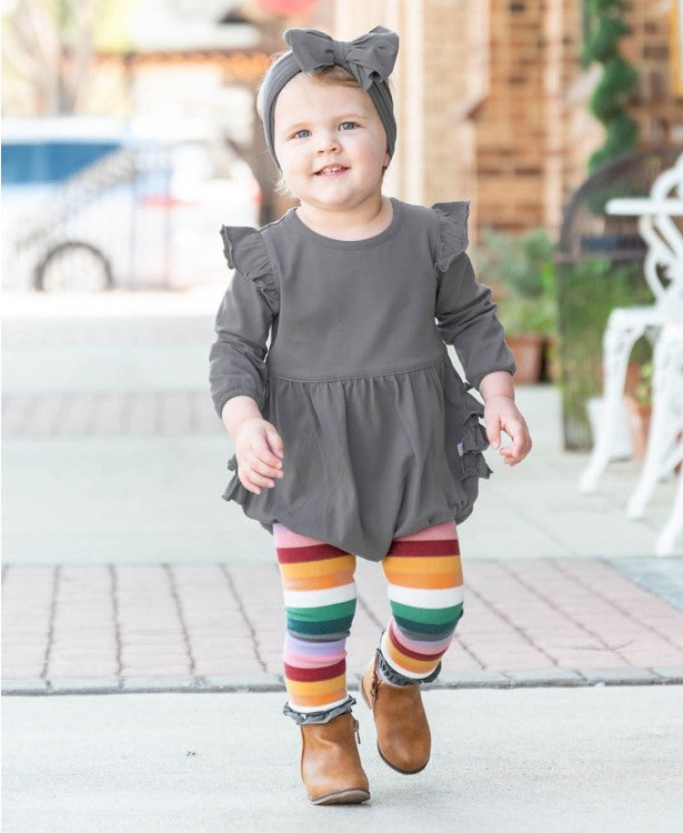 Footless Ruffle Tights in Rainbow Stripe  - Doodlebug's Children's Boutique