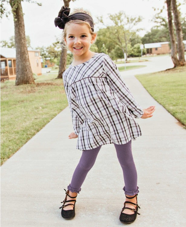 Footless Ruffle Tights in Shadow Purple  - Doodlebug's Children's Boutique