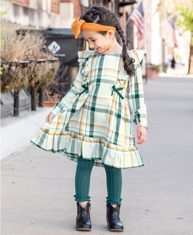 Aspen Plaid Ruffle Bow Dress  - Doodlebug's Children's Boutique