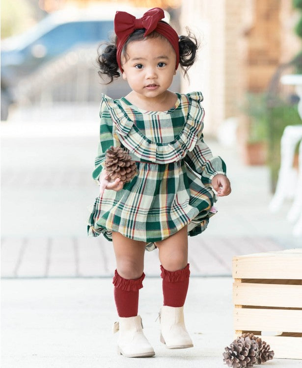Knee High Socks in Rosewood, Ivory, and Evergreen  - Doodlebug's Children's Boutique