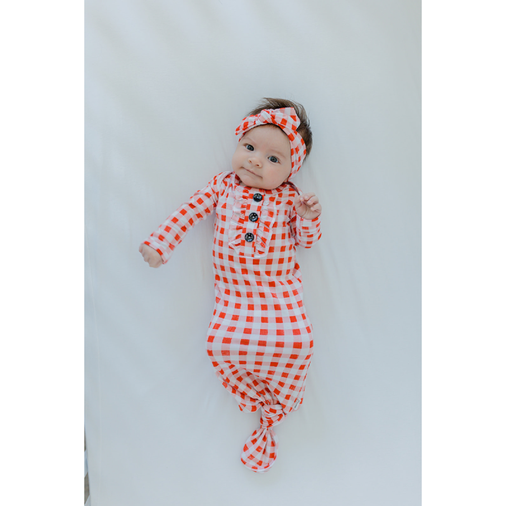 Lydia Knotted Ruffle Button Gown and Headband  - Doodlebug's Children's Boutique