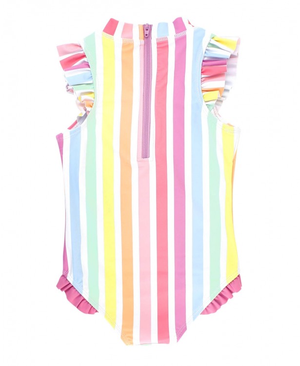Rainbow Dream Stripe Flutter One Piece  - Doodlebug's Children's Boutique