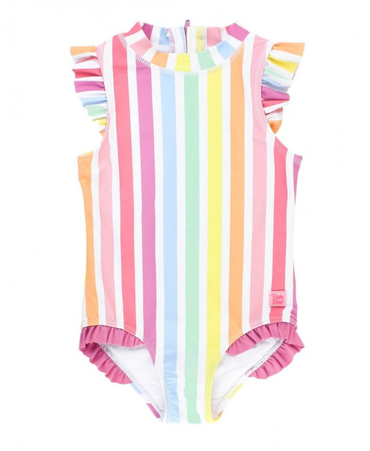 Rainbow Dream Stripe Flutter One Piece  - Doodlebug's Children's Boutique