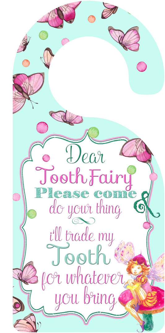 Pink Tooth Fairy Door Hanger  - Doodlebug's Children's Boutique