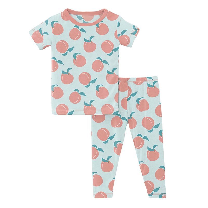 Print Short Sleeve Pajama Set in Fresh Air Peaches  - Doodlebug's Children's Boutique