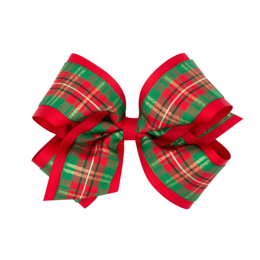 Christmas Gold Plaid Print King Bow  - Doodlebug's Children's Boutique