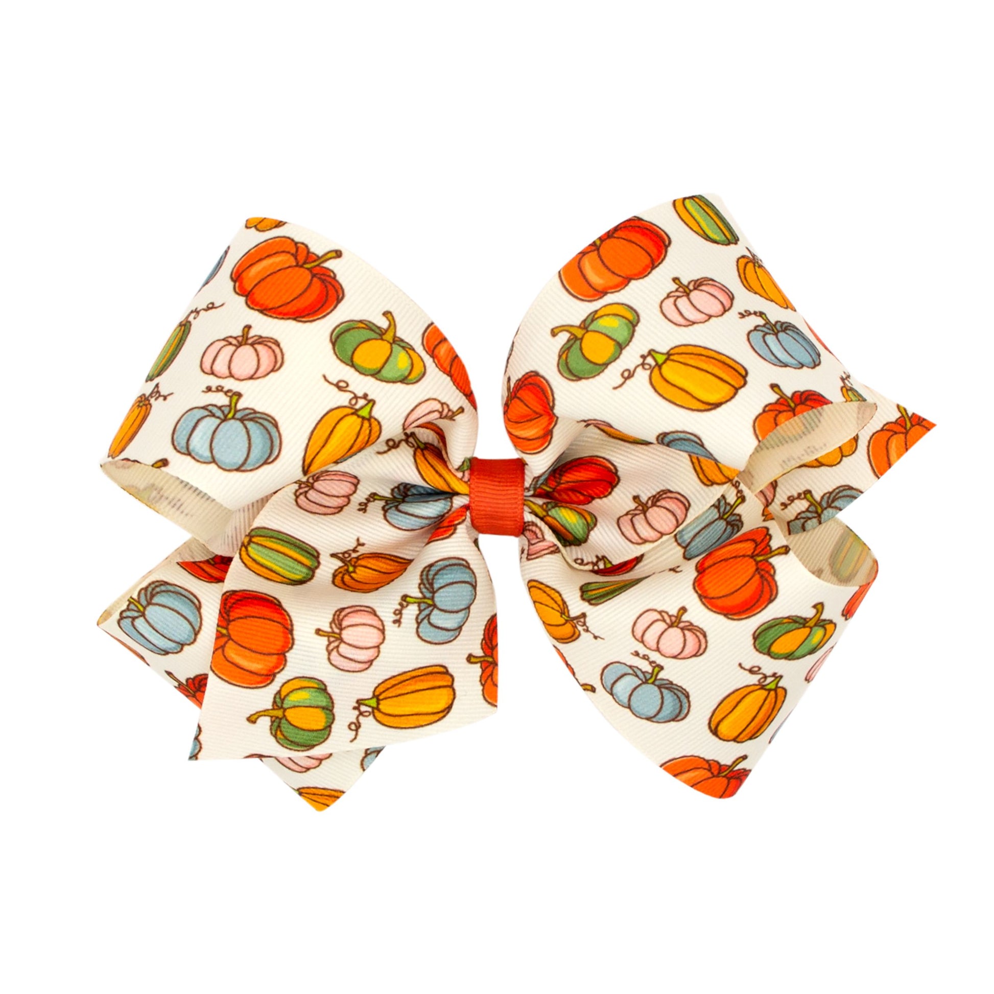 Multi Colored Pumpkin Print King Bow  - Doodlebug's Children's Boutique