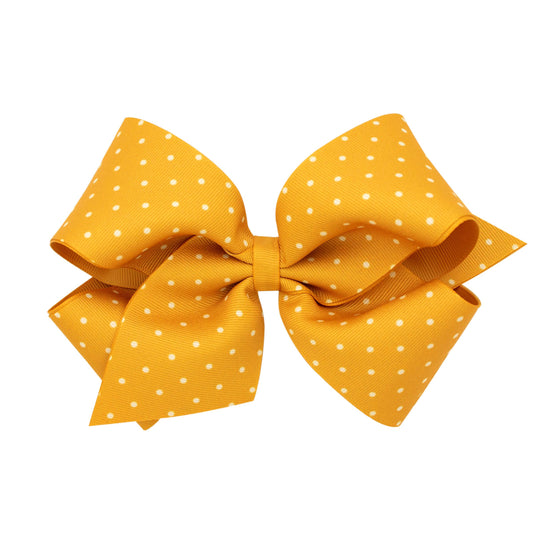 Mustard Tiny Dot King Bow  - Doodlebug's Children's Boutique